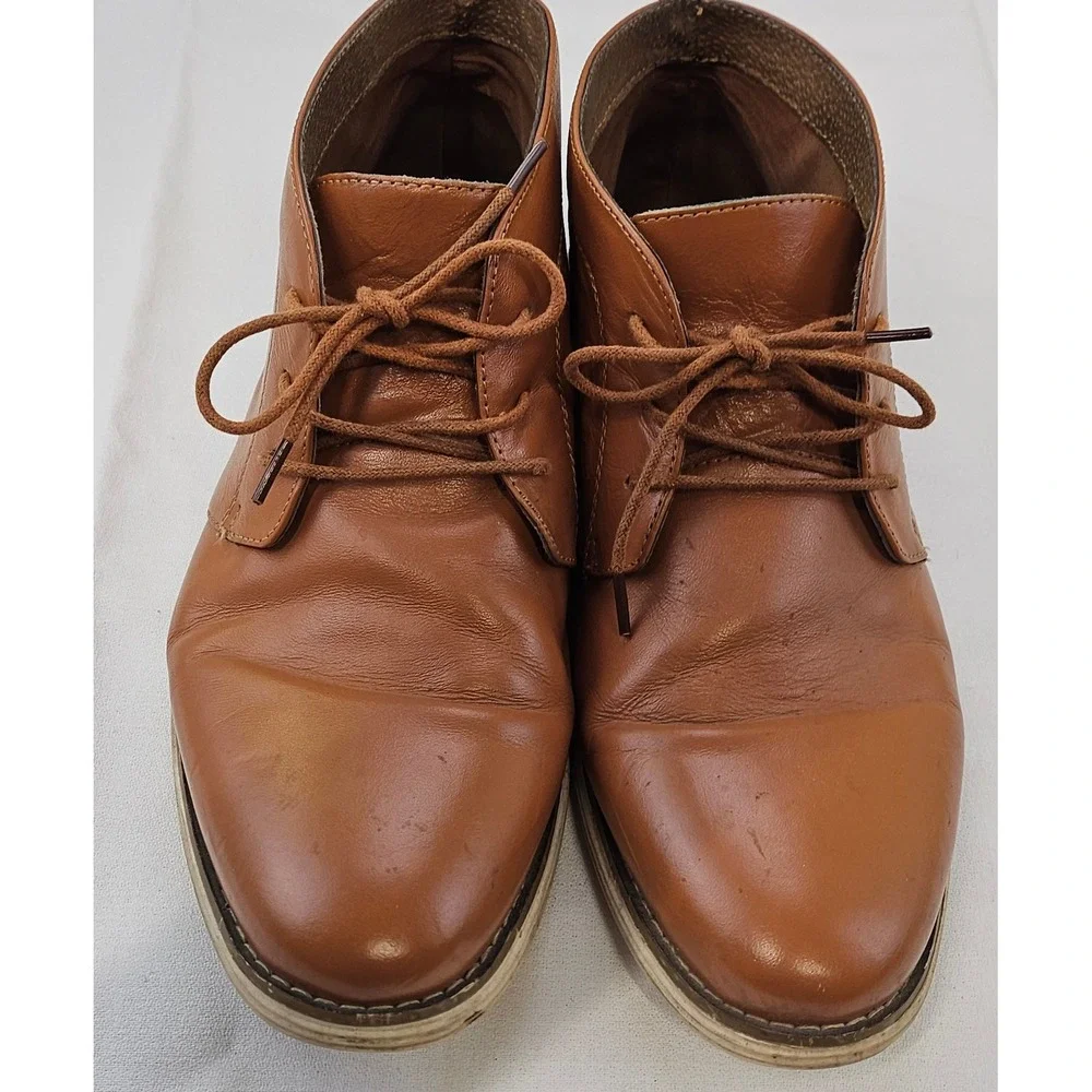 Jousen‎ Mens MY655 Tan Leather Chukka Boots Lace Up Ankle Shoes Size 12